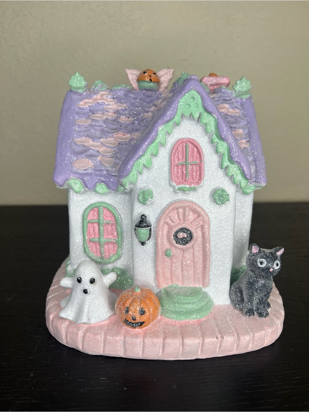 NEW 6.85” Halloween Glitter House Decor with Ghost, Pumpkin, and Cat